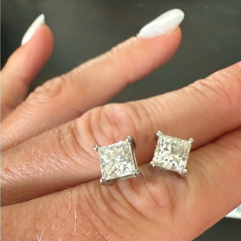 Silver Cubic Zirconia Stud Earrings with Minimalist Design